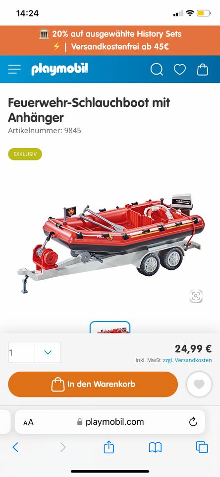 PLAYMOBIL Schlauchboot Feuerwehr in Leipzig