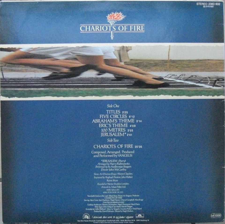 Vangelis Soundtrack Chariots Of Fire LP Vinyl Album 1981 in Buseck