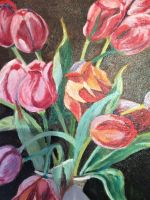 Ölfarben-Bild Tulpen gemalt von Nothdurft 1977 Baden-Württemberg - Nürtingen Vorschau