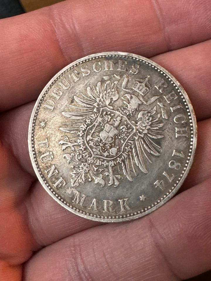 5 Mark Bayern 1874 Silbermünze in Tübingen