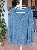 Bluse blau gemustert mit V-Ausschnitt. Gr.44 Niedersachsen - Faßberg Vorschau
