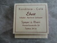 Streichholzschachtel - Konditorei Cafe Ebert, Speyer R. Schlosser Baden-Württemberg - Sindelfingen Vorschau