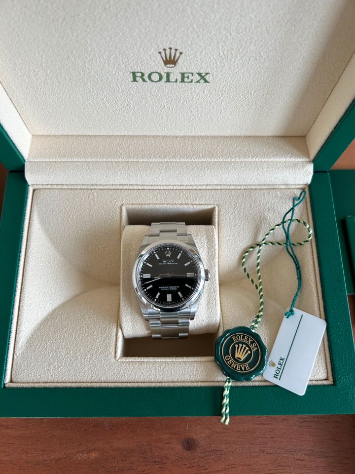 ROLEX Stahl Oyster Perpetual 36mm schwarz -FULL SET- in Stuttgart