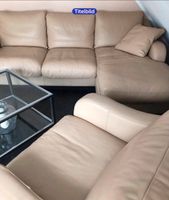 Tolle Vollleder Ecksitzgruppe + Loungesessel+beige top Zustand Hessen - Zwingenberg Vorschau