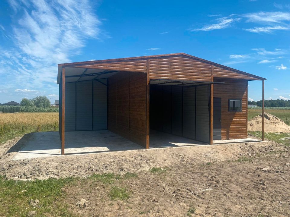 NEU! KFZ Fertiggarage Werkstatt 8x6 mit Carport3x6 Silber in Pfungstadt