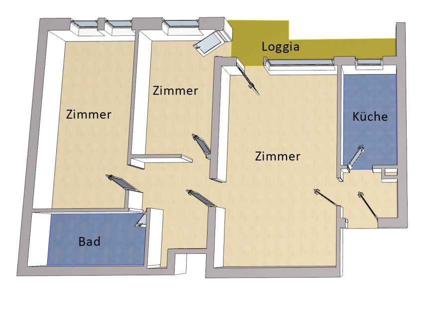 Attraktiv strukturierte Wohnung mit Westloggia beim Dürerplatz in Berlin