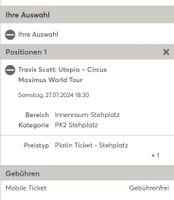 Travis Scott Frankfurt Stehplatz 2× Utopia Circus Maximus Konzert Rheinland-Pfalz - Mainz Vorschau