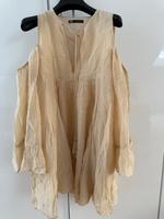 Zara shoulder off dress beige XS Kleid Bayern - Karlsfeld Vorschau