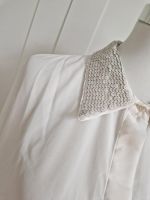 Bluse halb transparent Creme Weiß mit Pailletten Kragen Silber Berlin - Tempelhof Vorschau