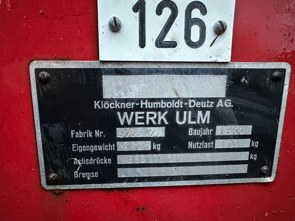 Kastenanhänger Anhänger Feuerwehr Klöckner Humboldt Deutz in Bad Hönningen