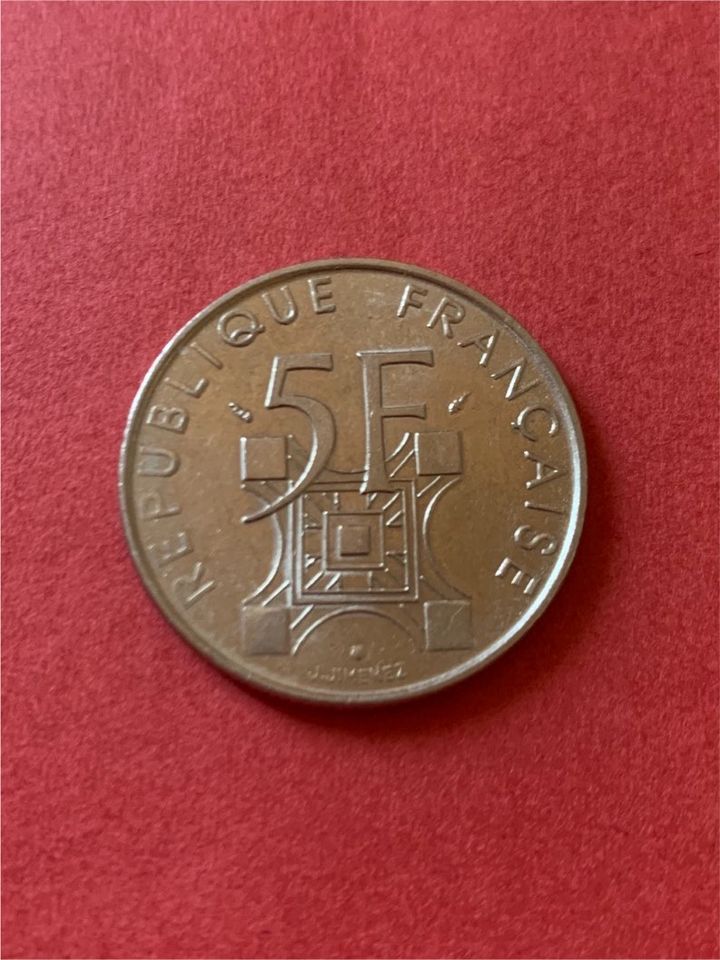 Sammlermünze, Münze Frankreich, Tour Eiffel, 5 Francs, 1889 1989 in Saarbrücken