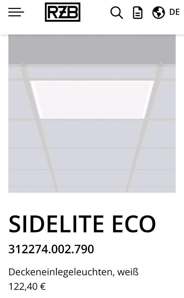 NEU RZB sidelite eco LED Panel Deckenleuchte Lampen Einbau 312274 in Kaiserslautern