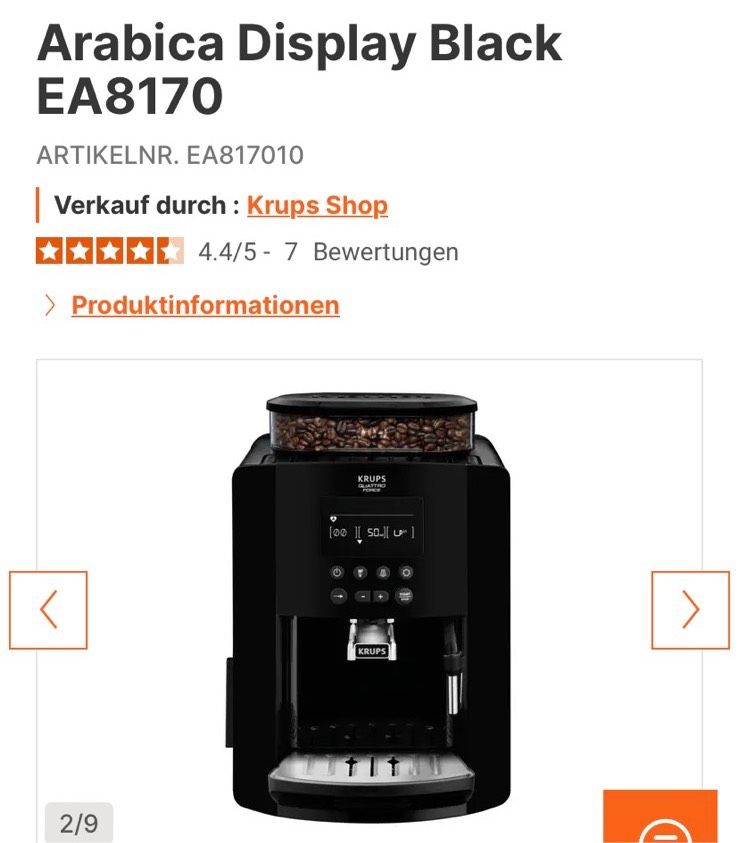 Espresso-Kaffeevollautomat, Krups Quattro Force, EA8170 in Brück