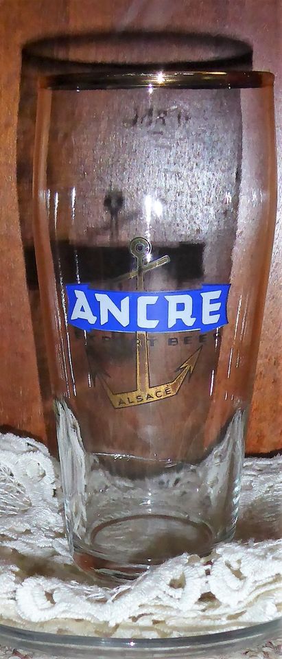 Bierglas alt ANCRE Export Alsace in Blau-Weiß Elsass Bier in Darmstadt