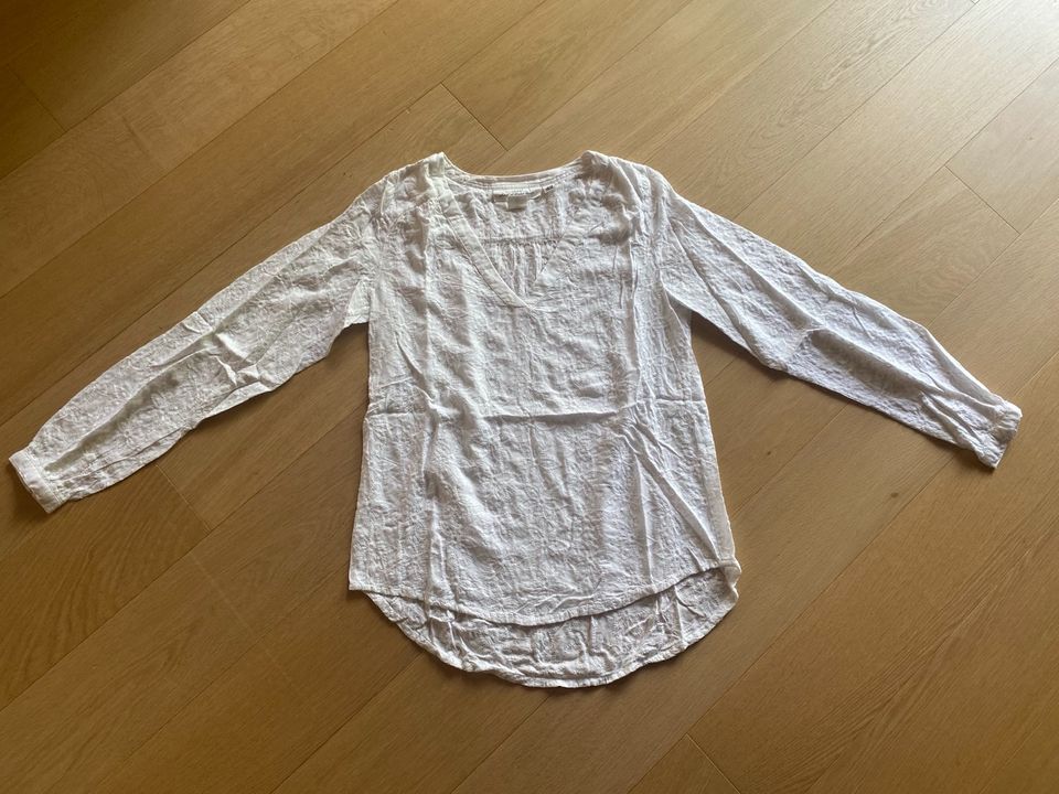 Damen Bluse Shirt s 36 xs 34 weiß beige Stickerei H&M Shirts lang in Syke