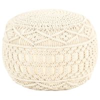 Makramee Sitzpouf Handgefertigt Baumwolle 45x30 cm Pouf Neumünster - Tasdorf Vorschau