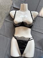 Hebe Set mit String Schwarz Lederimitat Gr. 36 B-C Cup Nordrhein-Westfalen - Gelsenkirchen Vorschau