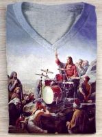 T-shirt, V-Ausschnitt, Unisex, XXL, Jesus Drummer Band Rock Print Bayern - Nürnberg (Mittelfr) Vorschau