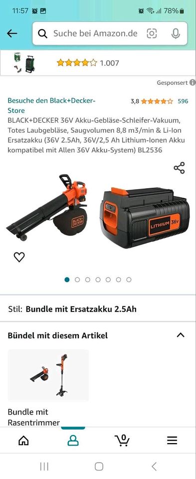 Black+ Decker Laubsauger/Laubbläser mit Akku in Neuhaus