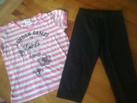 Rosa-weiß gestreiftes T-Shirt + schwarze 3/4 Leggings,Gr. 134-140 Baden-Württemberg - Freiburg im Breisgau Vorschau