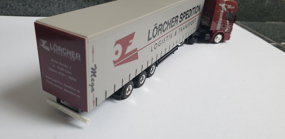 Scania 144 TL SZ Megatrailer "Lörcher Spedition Logistik" Herpa in Untersiegenbühl