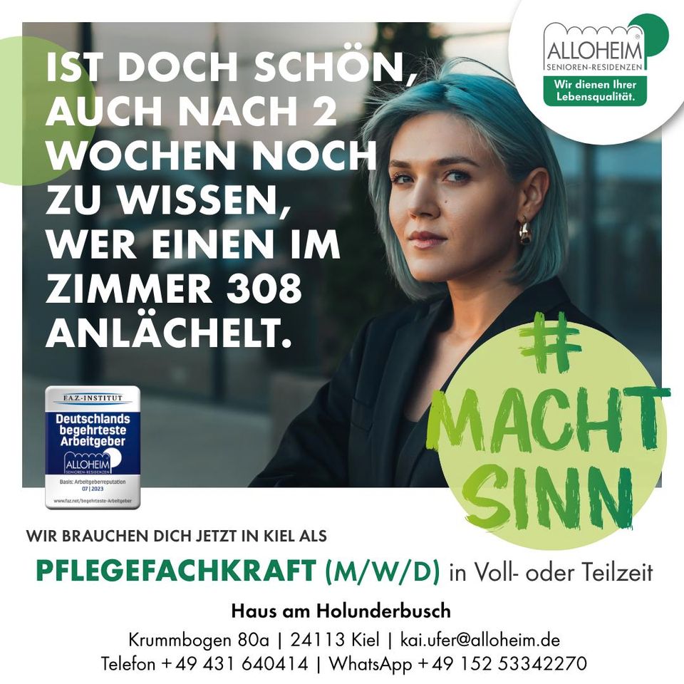 Übertarifliche Vergütung: ✅Pflegehilfskraft (m/w/d): mit min. 1-jähriger Ausbildung gesucht, in Kiel