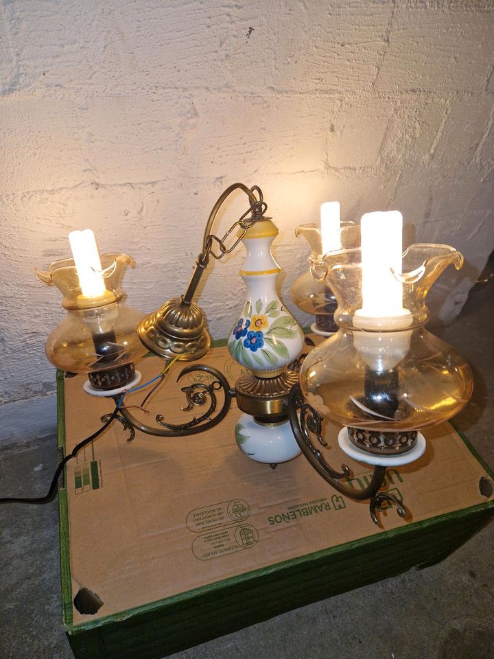 Lampe Eßzimmerlampe 3 Flammig,Glas,Keramik,Metall in Bremen