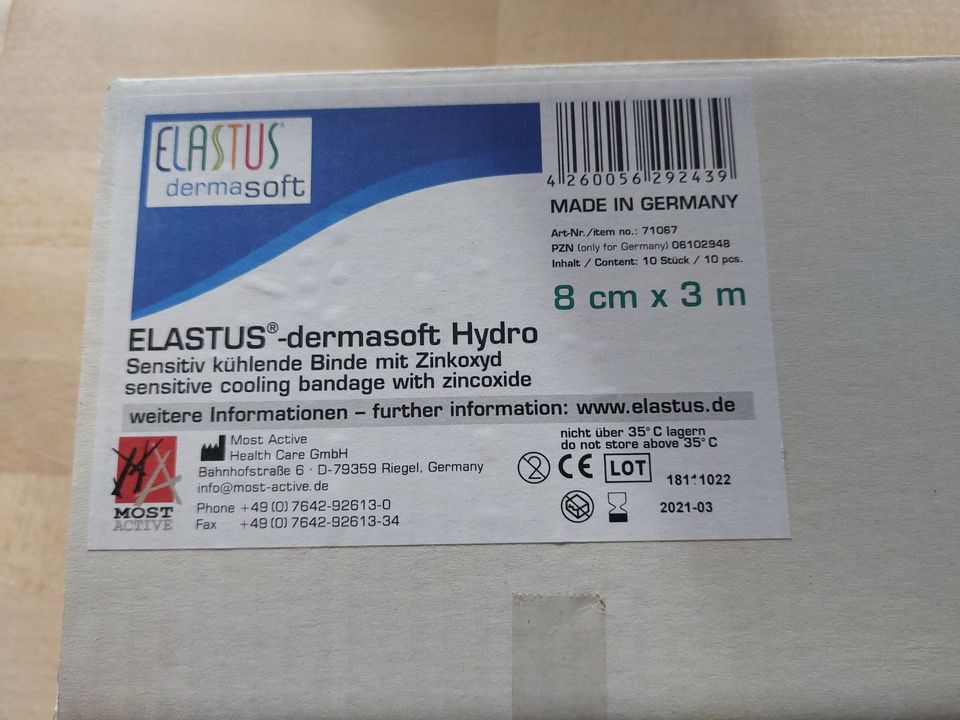 Zink-Binde Elastus-dermasoft Hydro - 8 cmx3 m - bei Neurodermitis in Bad Grönenbach