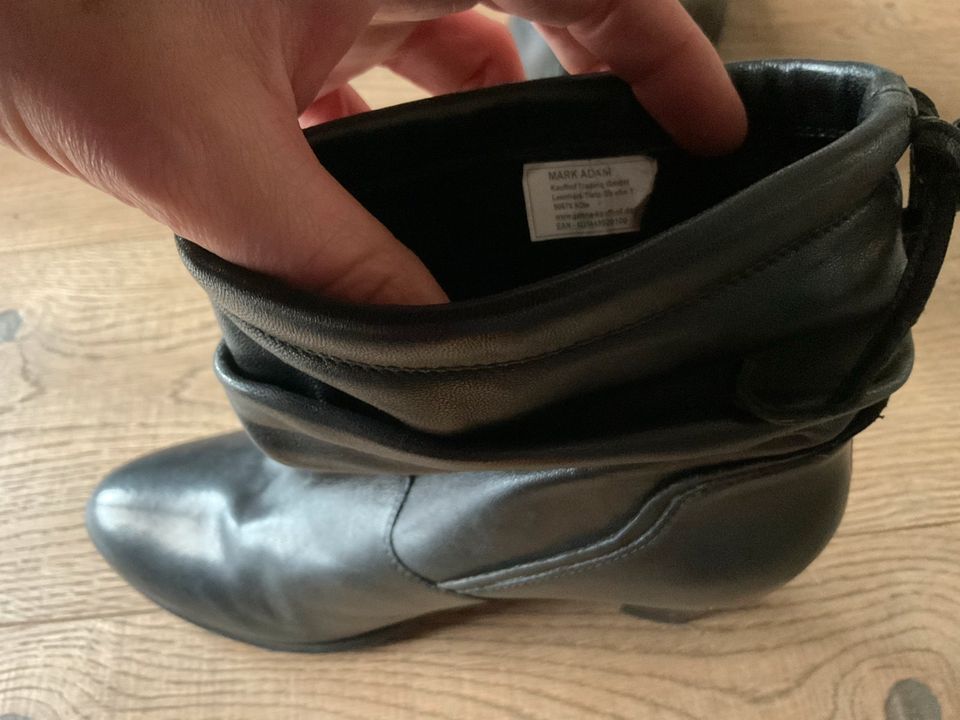 Schwarze Stiefelette, Leder, Gr. 41, Mark Adam in Erkelenz