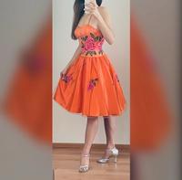 Niente rückenfrei Ballkleid Cocktailkleid Hochzeit orange Sommer Baden-Württemberg - Rauenberg Vorschau