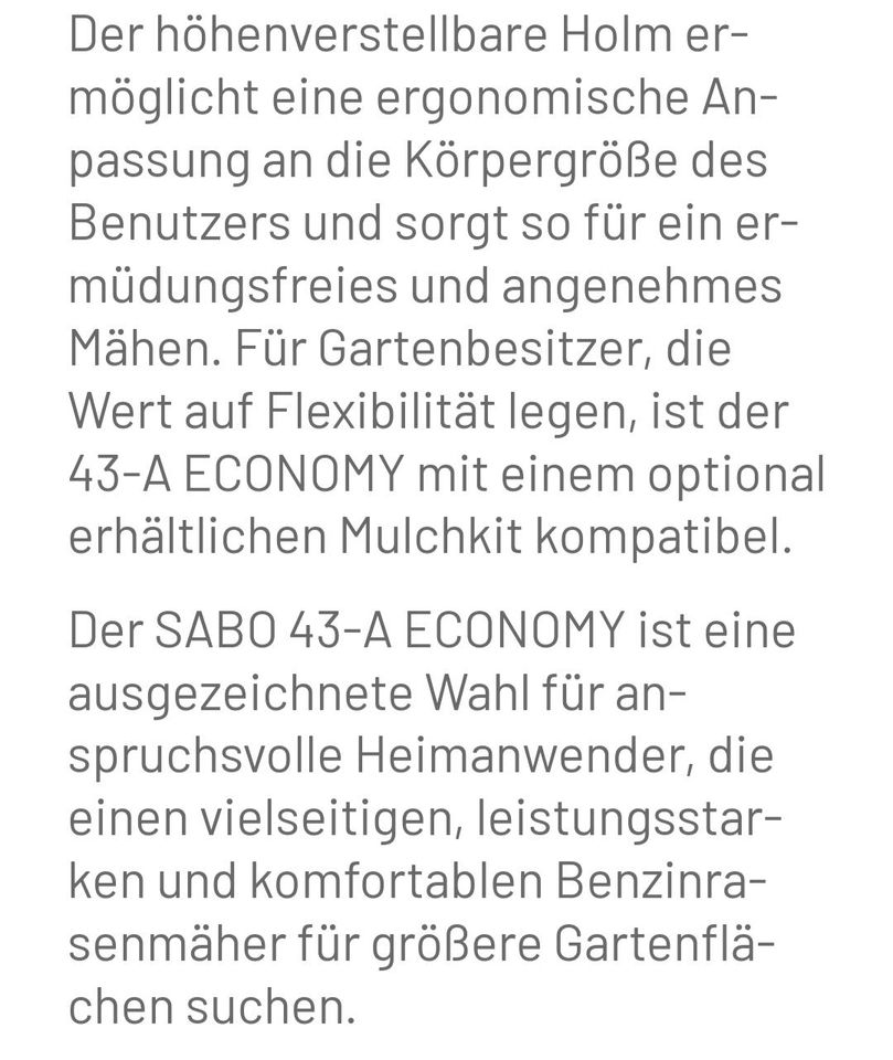 SABO Rasenmäher TOP 899€ A-43 Economy in Wilnsdorf