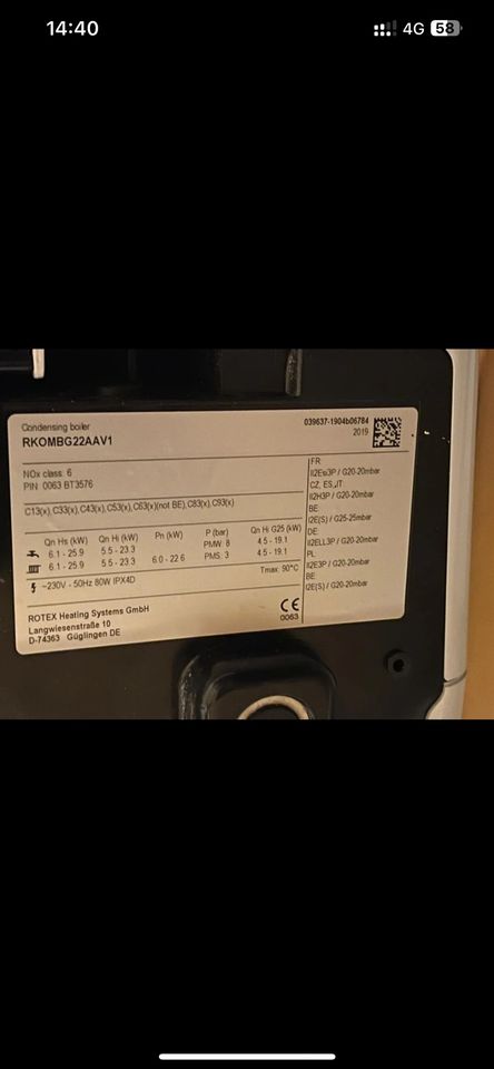 DAIKIN ROTEX RKOMBG22AAV1 Kombitherme Gasheizkessel 22kW in Stuttgart