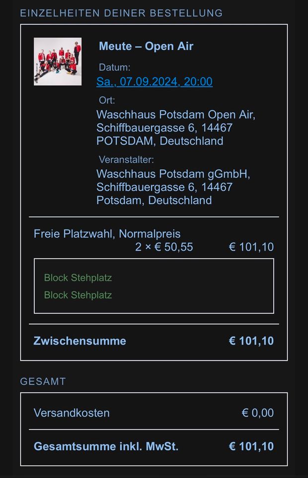 Meute Tickets Potsdam 07.09.2024 in Berlin