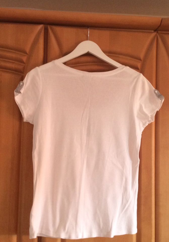 ESPRIT  T-Shirt 8Weiß mit gestreiften Details GrL/XL in Heidelberg