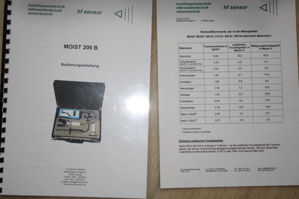 MOIST 200 B Mikrowellenbasiertes dielektrisches Feuchtemesssystem in Berlin