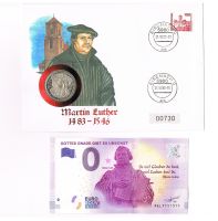Martin Luther Numisbrief 5 DM Gedenkmünze 1983 + 0 Euro Banknote Duisburg - Meiderich/Beeck Vorschau