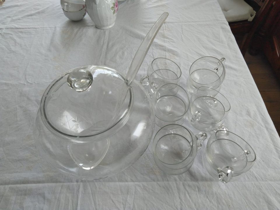 Bowle_Bowleset_Deckel * Glas geschliffenes Muster * 12 Personen in Gifhorn