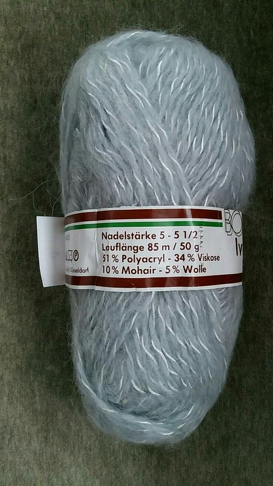 NEU Wolle Handarbeit Stricken 200g grau 10% Mohair in Klingenthal