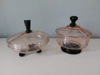 2 rosa Deckeldosen Glas geschliffen schwarze Details Vintage Hessen - Oberursel (Taunus) Vorschau