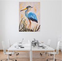 Gemälde Reiher Leinwand 50x70 Handgemalt Signiert Vogel Wandbild Niedersachsen - Bad Pyrmont Vorschau