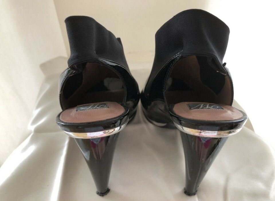 Edel Lack Slingback Peeptoes schwarz Gr. 38 von MANGO elegant u. in Zwingenberg