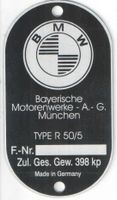 BMW Typenschild R 50 / 5, Alu, Blanko, Neu, Motorrad Nordrhein-Westfalen - Kalletal Vorschau