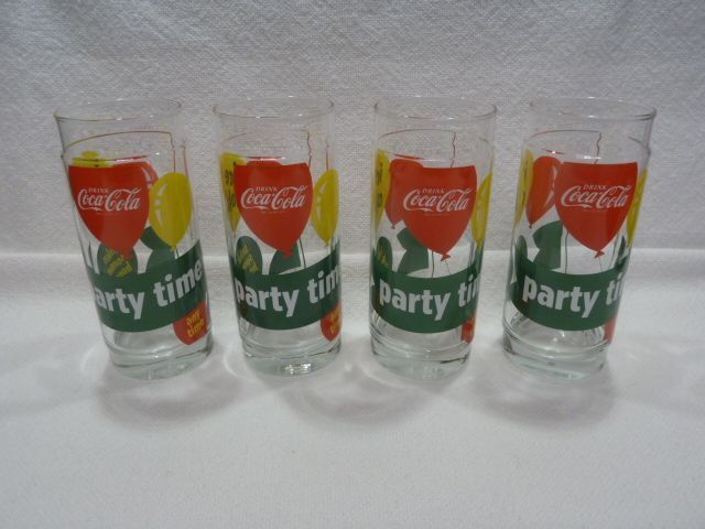 4 Vintage 90er Jahre Coca Cola Glas Party Time 0,3 Liter Sammler in Täferrot