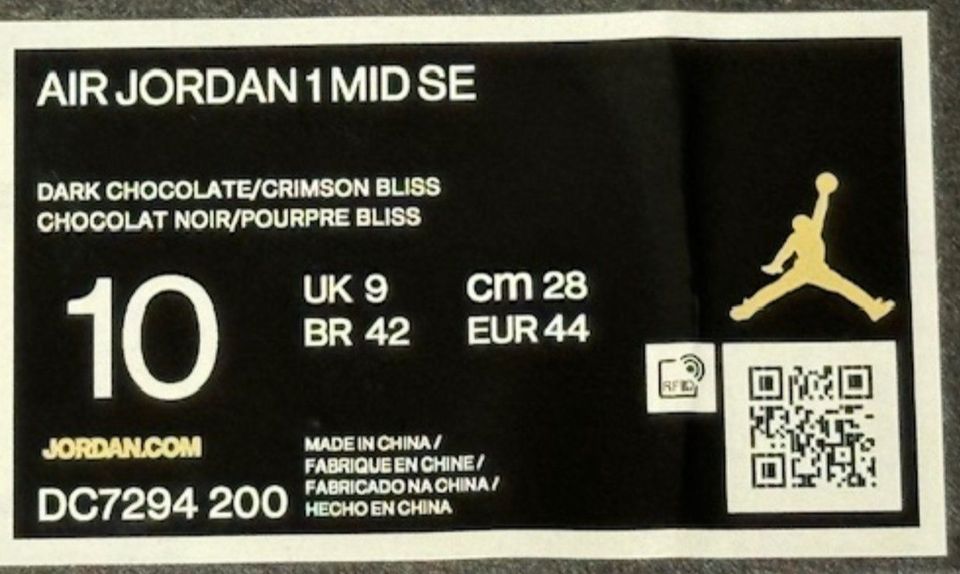 NIKE Air Jordan 1 MID SE Dark Chocolate Größe 44 US 10 in Poing
