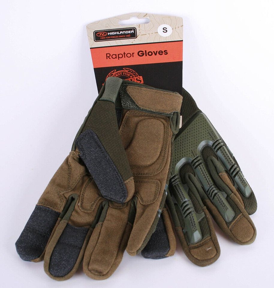 Highlander Erwachsene Raptor Tactical Handschuhe Grün/Schwarz/Bra in Mühlacker