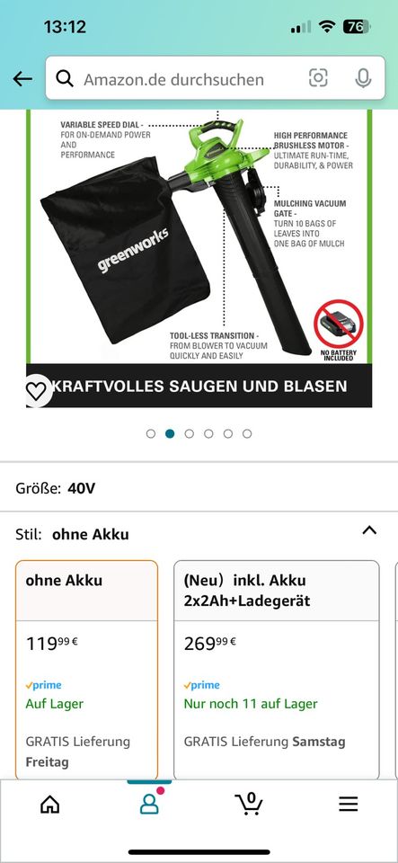 Akku Laubsauger / laubbläser in Ratingen