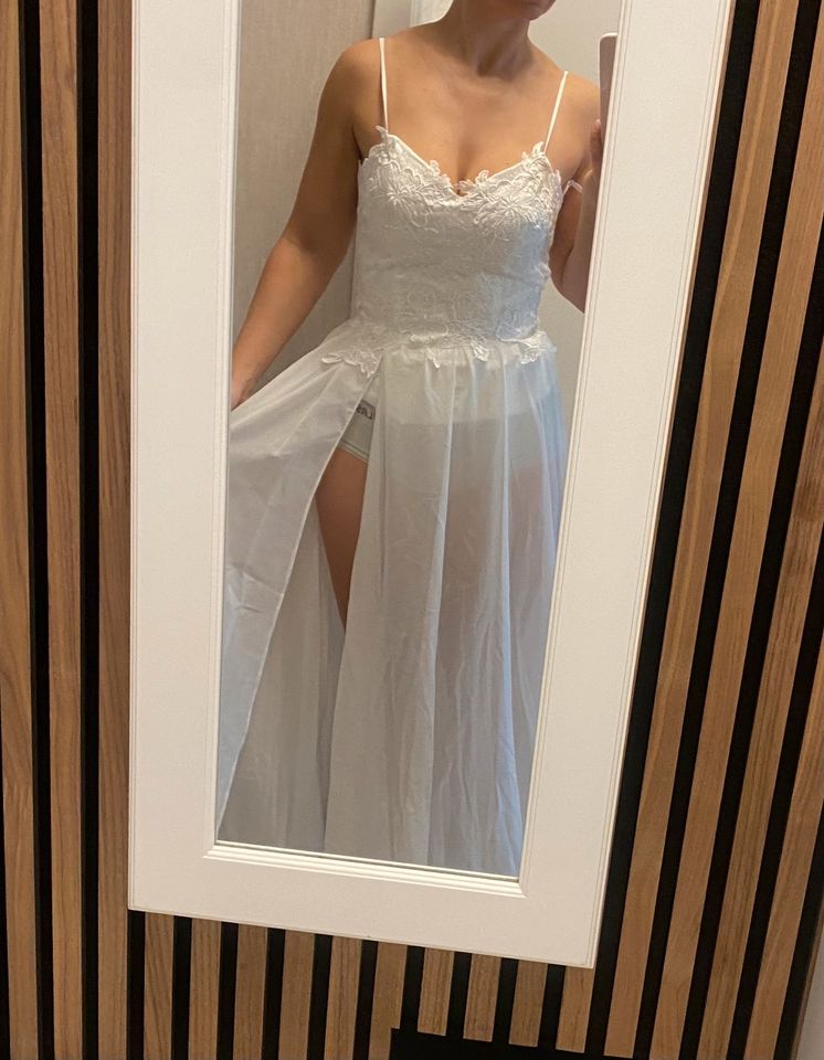 Brautkleid neu kurz mit Überrock Spitze Boho Strand in Mönchengladbach