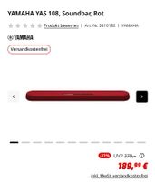 YAMAHA YAS 108, Soundbar, Rot Nordrhein-Westfalen - Witten Vorschau