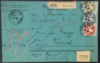 1886  Dt.Reich   dekorative Paketkarte  12,20,50 Pf.(Mi.41,42,44 München - Milbertshofen - Am Hart Vorschau