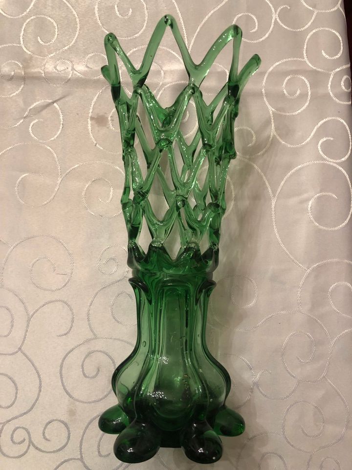 Murano Glas Vintage Netz Kristall Glas Vase, handgefertigt in Rosenbach